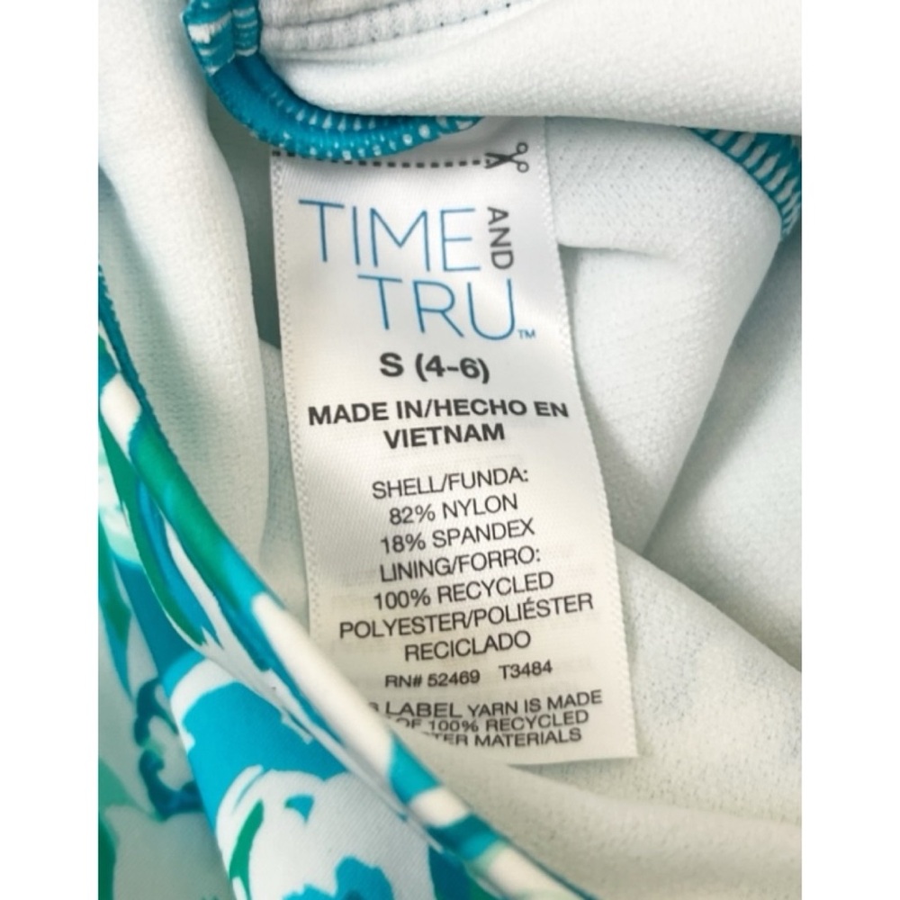 Time and Tru Floral High Leg One Piece Swimsuit Halter Neck Tie Size Small - Picture 5 of 7